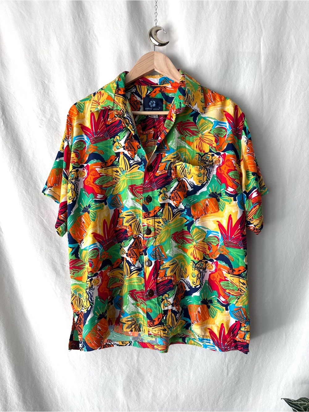 Vibrant Multi-Color Tropical Short Sleeve Button-Down Shirt